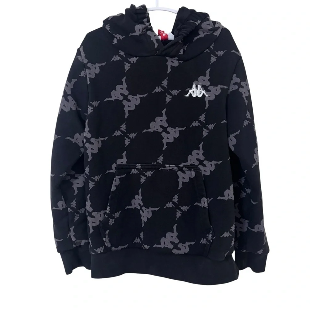 Kappa Kids Black gray Logo Hooded Sweatshirt size 6